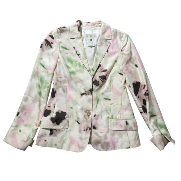 Vtg Feraud Women's Single-Breasted Blazer Multi Watercolor Silk Size F24 US 10 - Picture 1 of 6